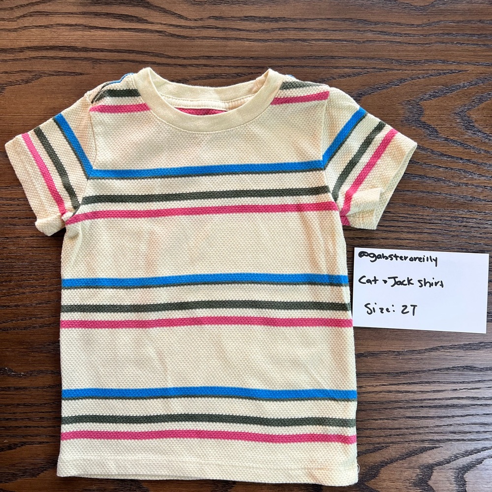 Cat & Jack Kids Striped T-Shirt - Cream, Blue, Pink